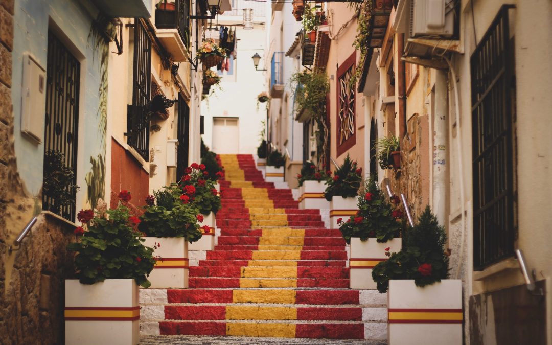 spanish steps in red and orange